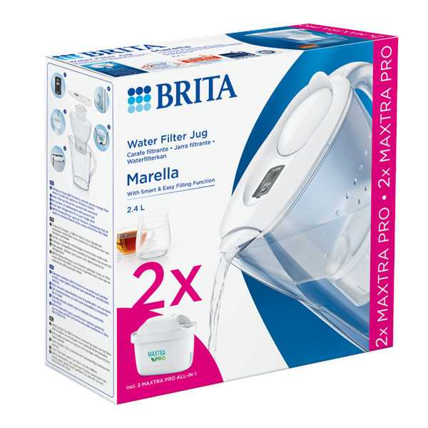 Comprar Jarra Agua Brita Marella Blanca + 2 barata con envío rápido